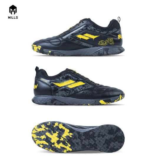 {Batman Edition} Sepatu Futsal MILLS Voltasala LEON KNIGHT Black Grey Yellow Original