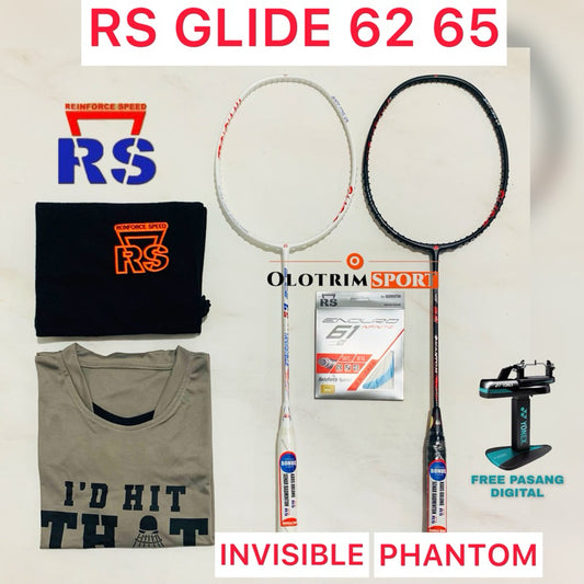 Raket Badminton RS GLIDE 62 65 PHANTON INVISIBLE 8U 7U Original