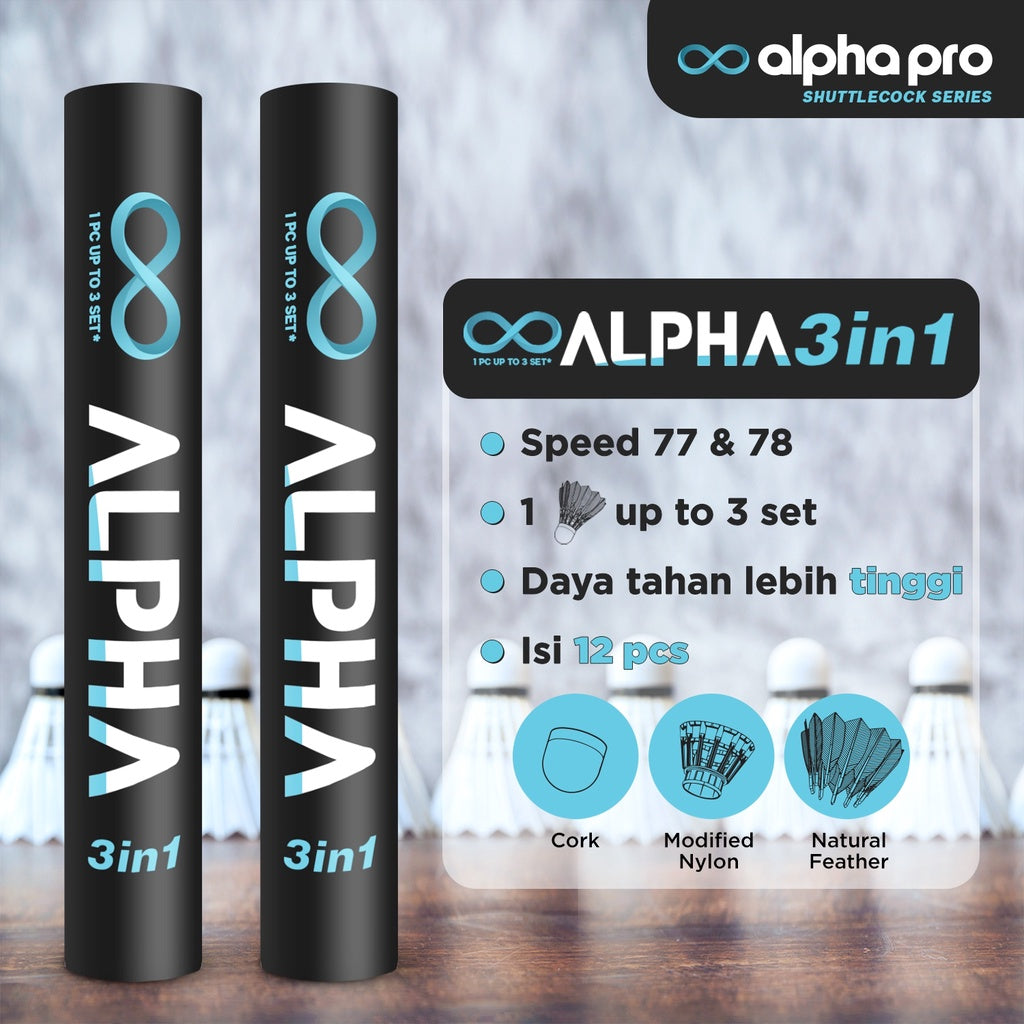 ALPHA 3 in 1 PRO ECO Speed 78 77 Shuttlecock Cock Kok Bola Bulu Tangkis Original