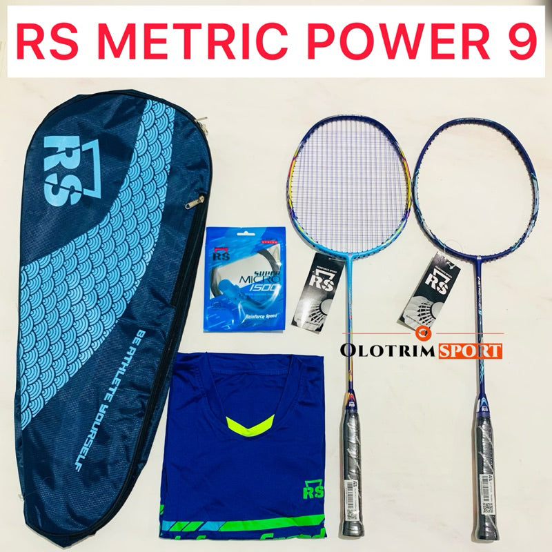 [Free Pasang Senar] Raket Badminton RS Metric Power 9 Original + Bonus Tas Kaos Senar