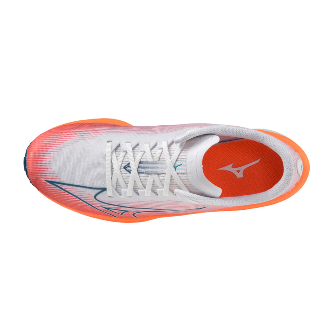 Sepatu Running Lari Mizuno Wave REBELLION Flash White / Silver / Light Orange Original